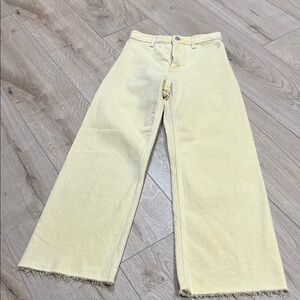 Pistola Light Yellow Penny crop high rise wide leg jeans